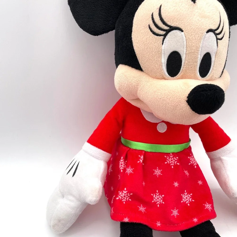 Disney Minnie Mouse Plush Toy Kids Large Red Snowflake Holiday Christmas Dress